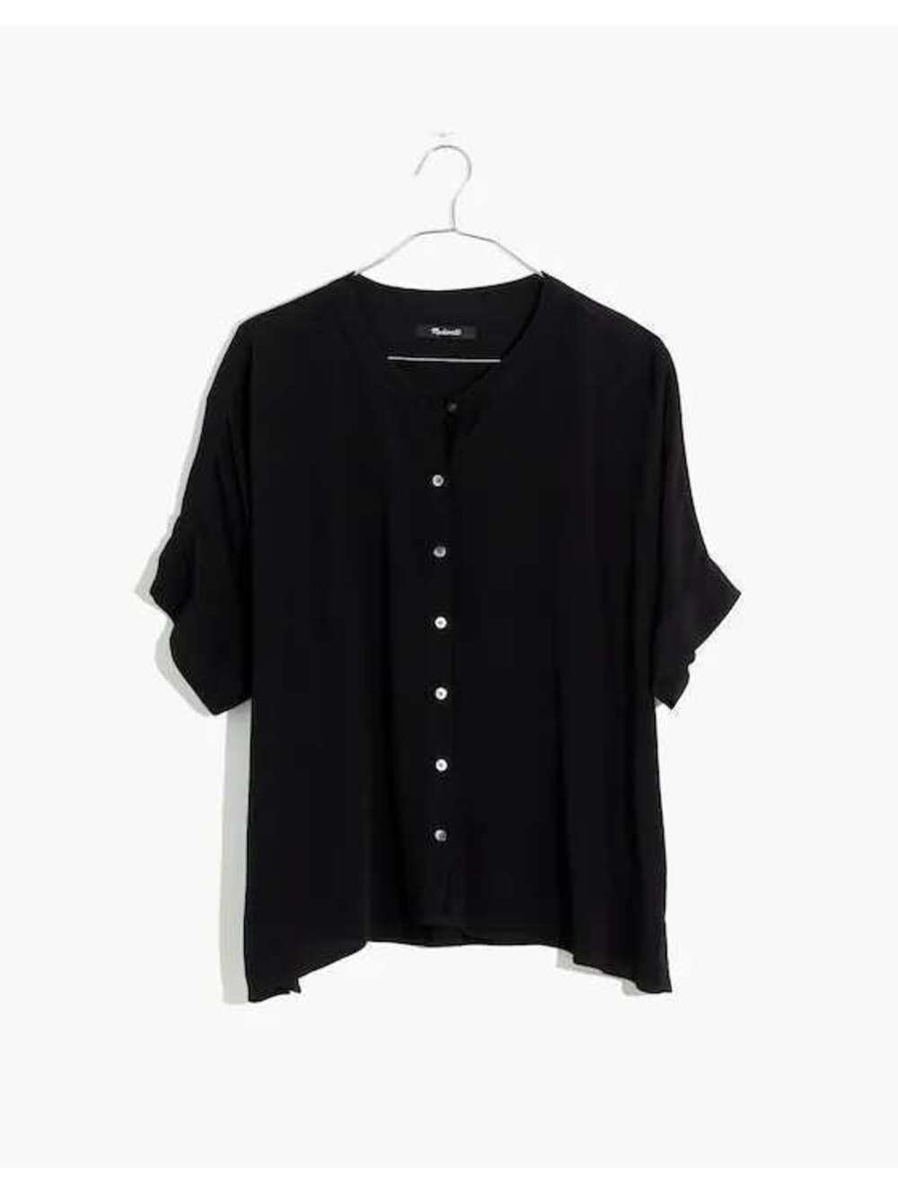Madewell Black Getaway Button Front Oversized Short Sleeve Boxy Shirt Small